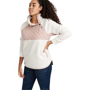 Abercrombie & Fitch Snap up Fleece Women's Pink and White Sweater Size Small